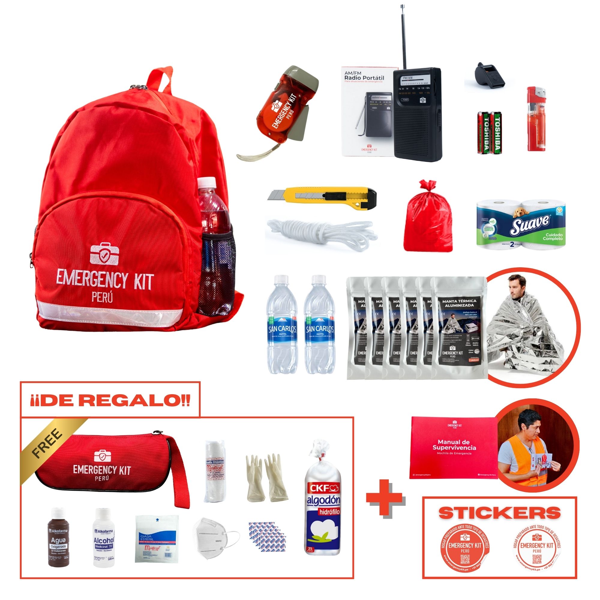 Mochila de Emergencia Equipada Office Lite (Hasta 6 Personas)