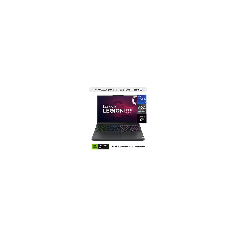 Portátil Gamer Lenovo Legion Pro 5 - 16" Wqxga, Intel I9-14900Hx, 16Gb Ram Ddr5, Diseño Moderno