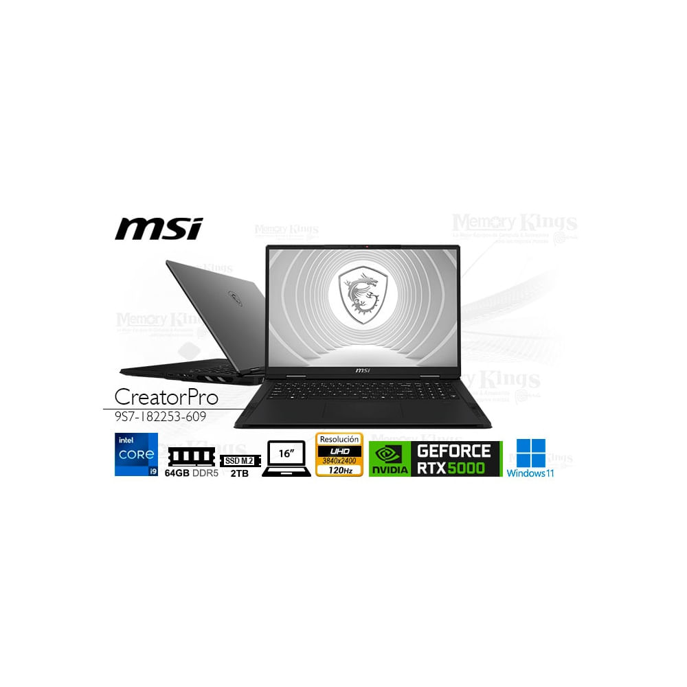 Msi Creatorpro X18 Hx - Laptop Core I9, 64Gb Ram, 2Tb Ssd, 16" Rtx 5000, Windows 11 Pro