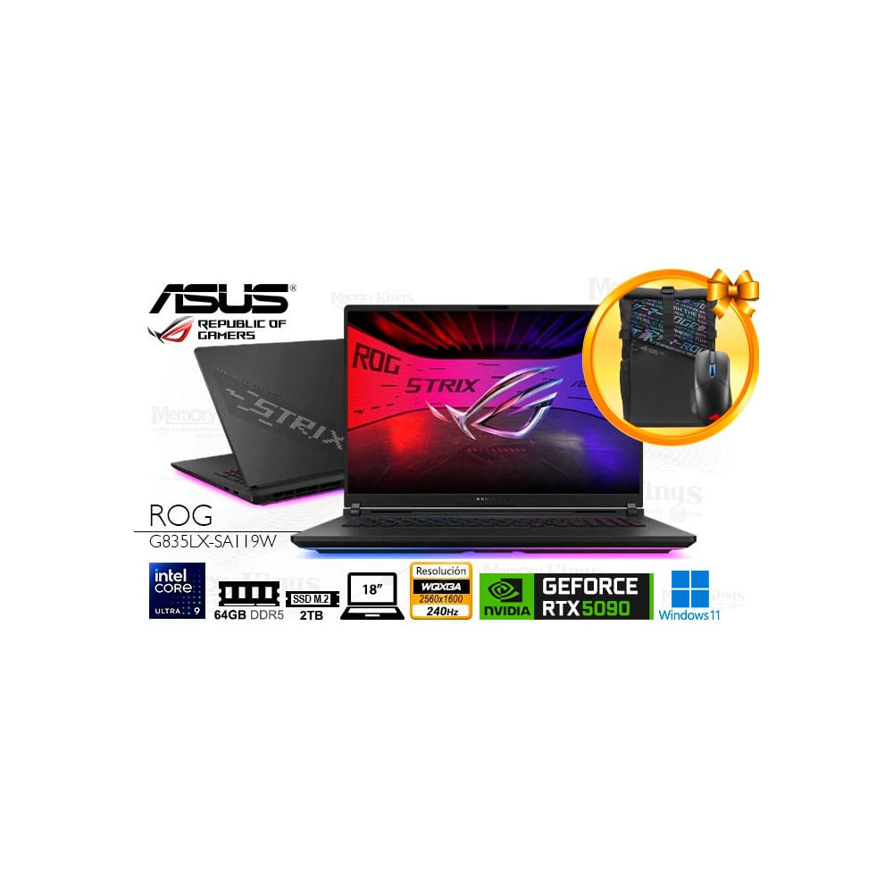 Asus Rog Strix Scar 18 G835Lx-Sa119W - Laptop Gaming 18", 64Gb Ram, 2Tb Ssd, Geforce Rtx 5090, W11