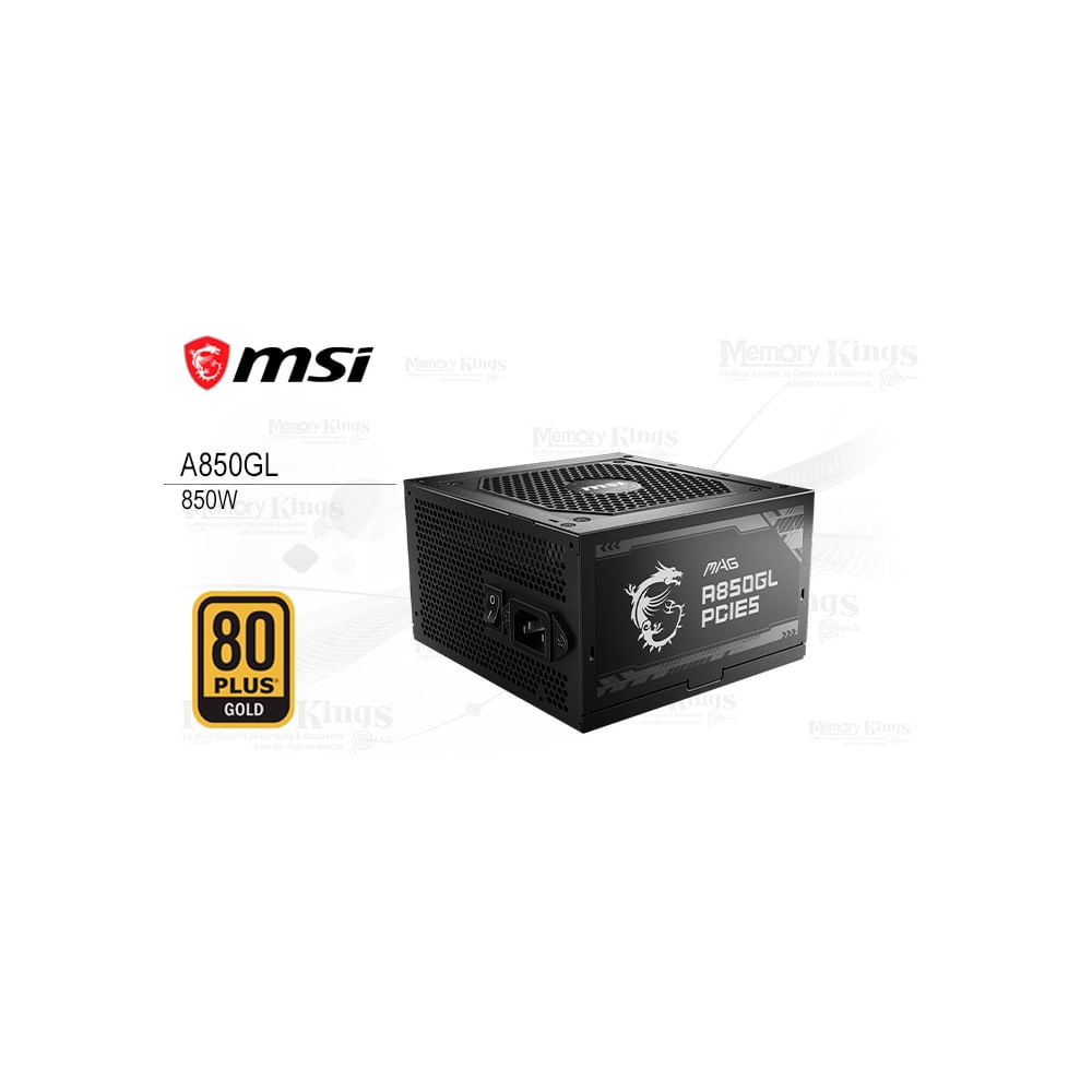 Msi Mag A850Gl - Fuente De Alimentación Interna Atx12V 3.0, 850W, 80 Plus Gold, 100-240 V