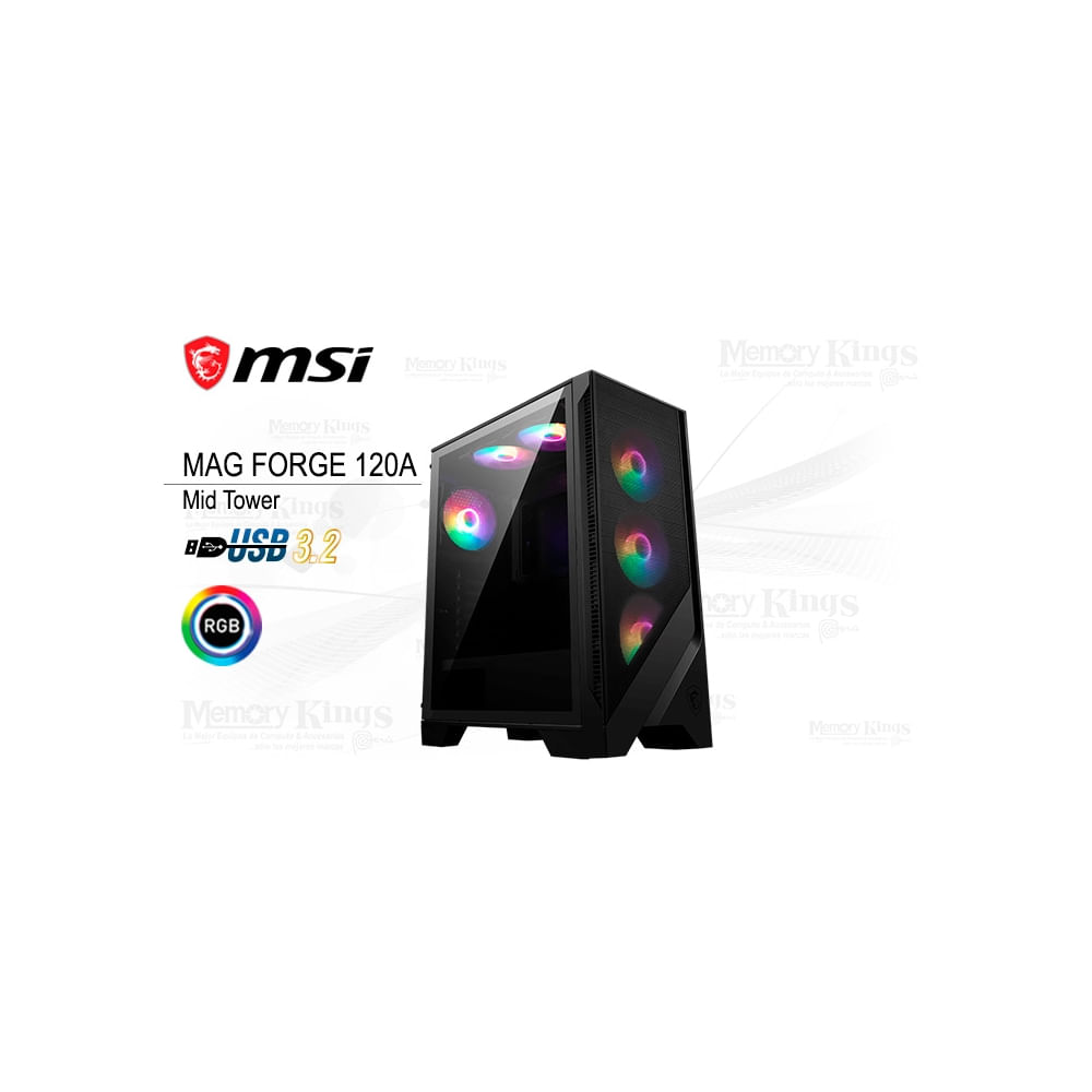 Case Msi Mag Forge 120A Airflow Mid Tower Con Excelente Ventilación Y Diseño Moderno