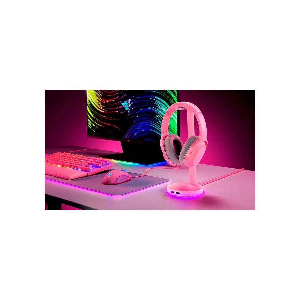 Soporte Auricular Razer Station V2 Rgb Con Hub Quartz - Estilo Y Funci