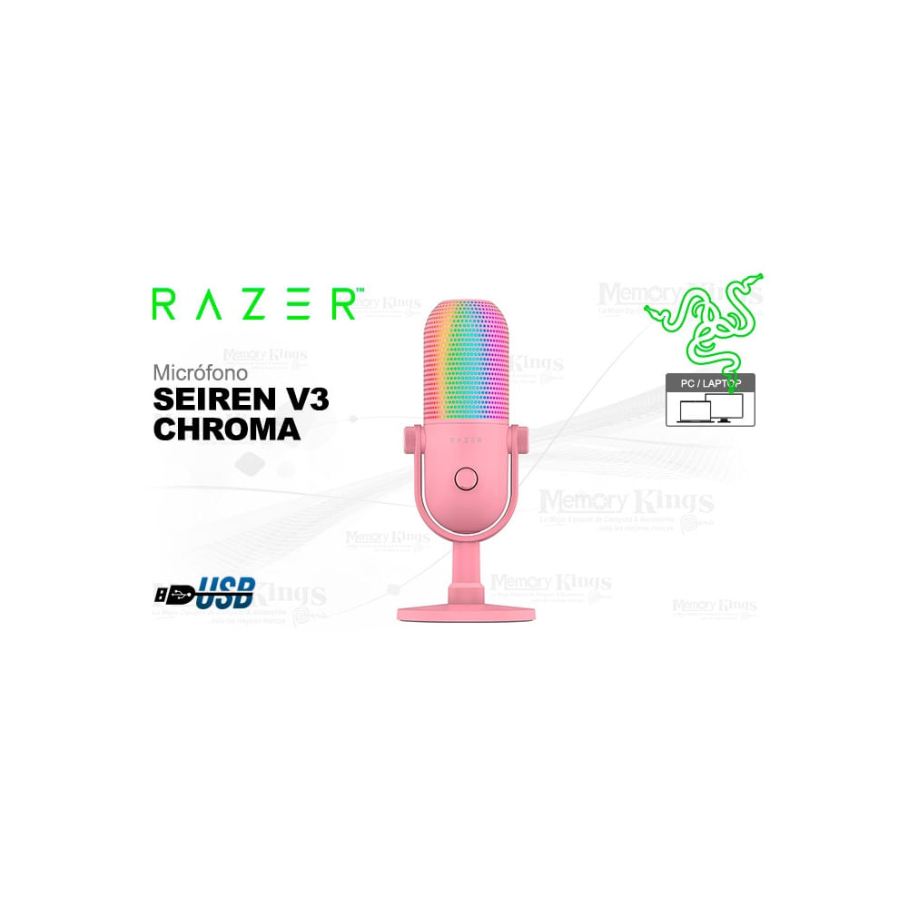 Micrófono Razer Seiren V3 Chroma Quartz Pink | Audio De Alta Calidad Y