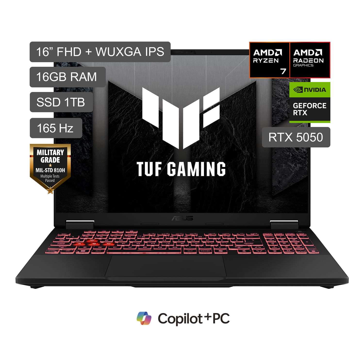 Laptop ASUS TUF Gaming A16 AMD Ryzen 7 260 16" 1TB SSD 16GB RAM RTX 5050 (Max 115W TGP)