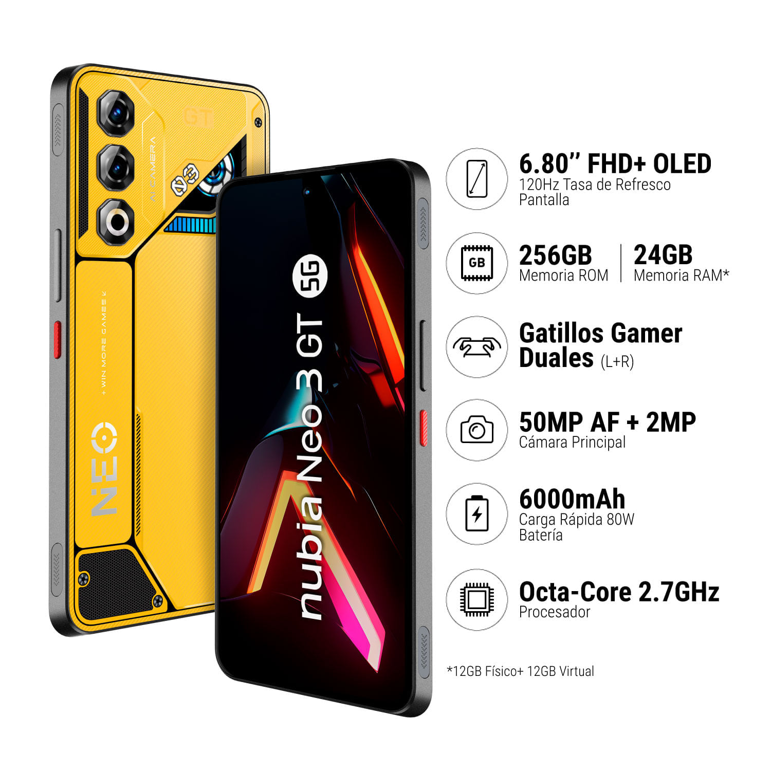 Celular Nubia Neo 3 Gt 12GB 256GB Amarillo