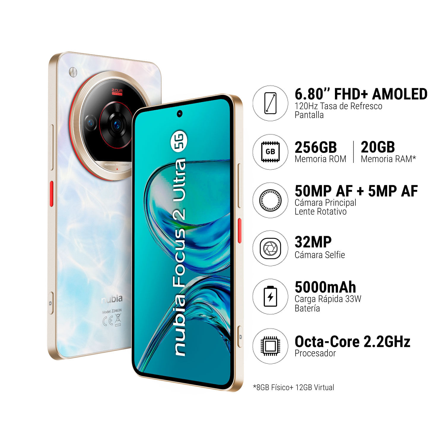 Celular Nubia Focus Ultra 8GB 256GB Blanco
