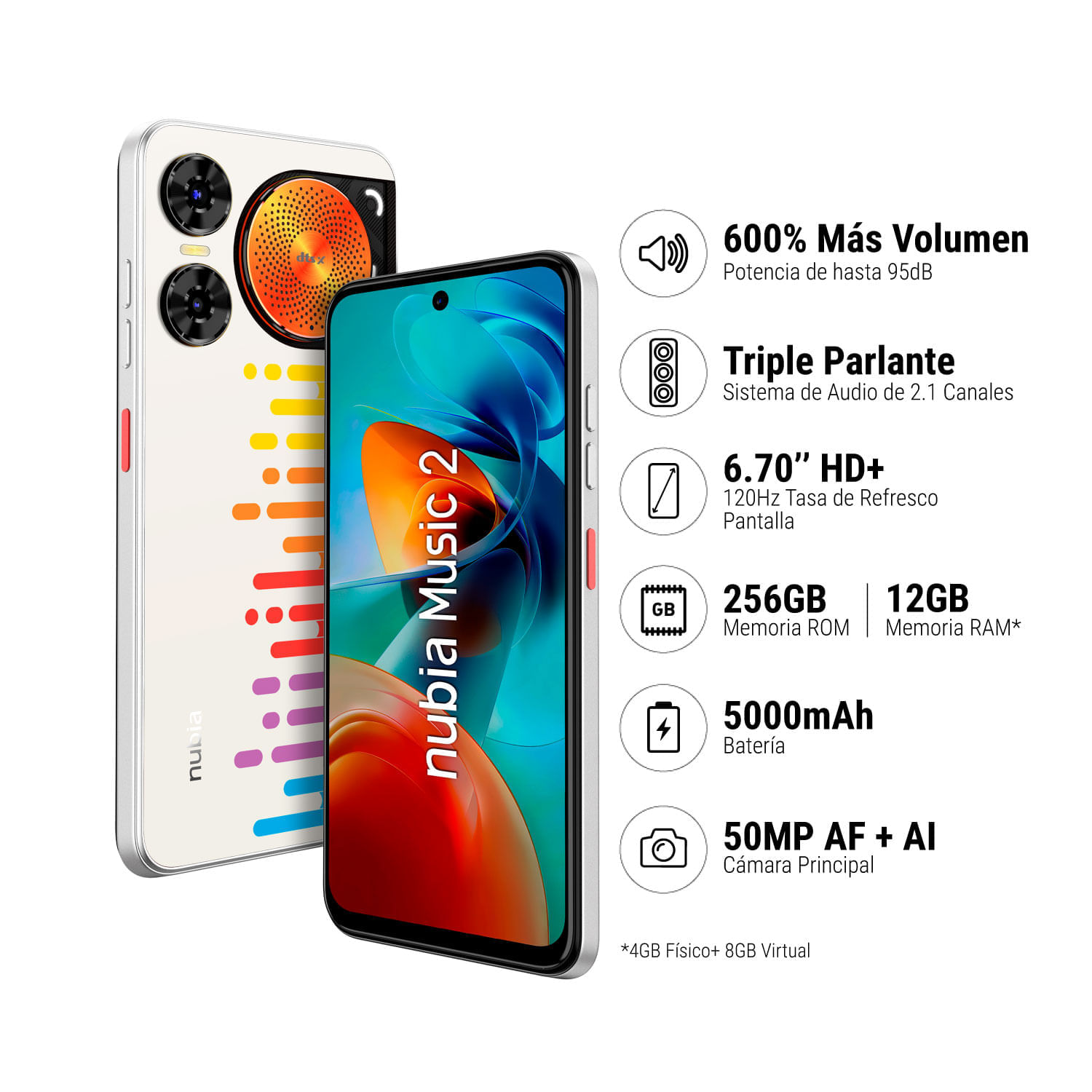 Celular Nubia Music 2 - 4GB 256GB Blanco