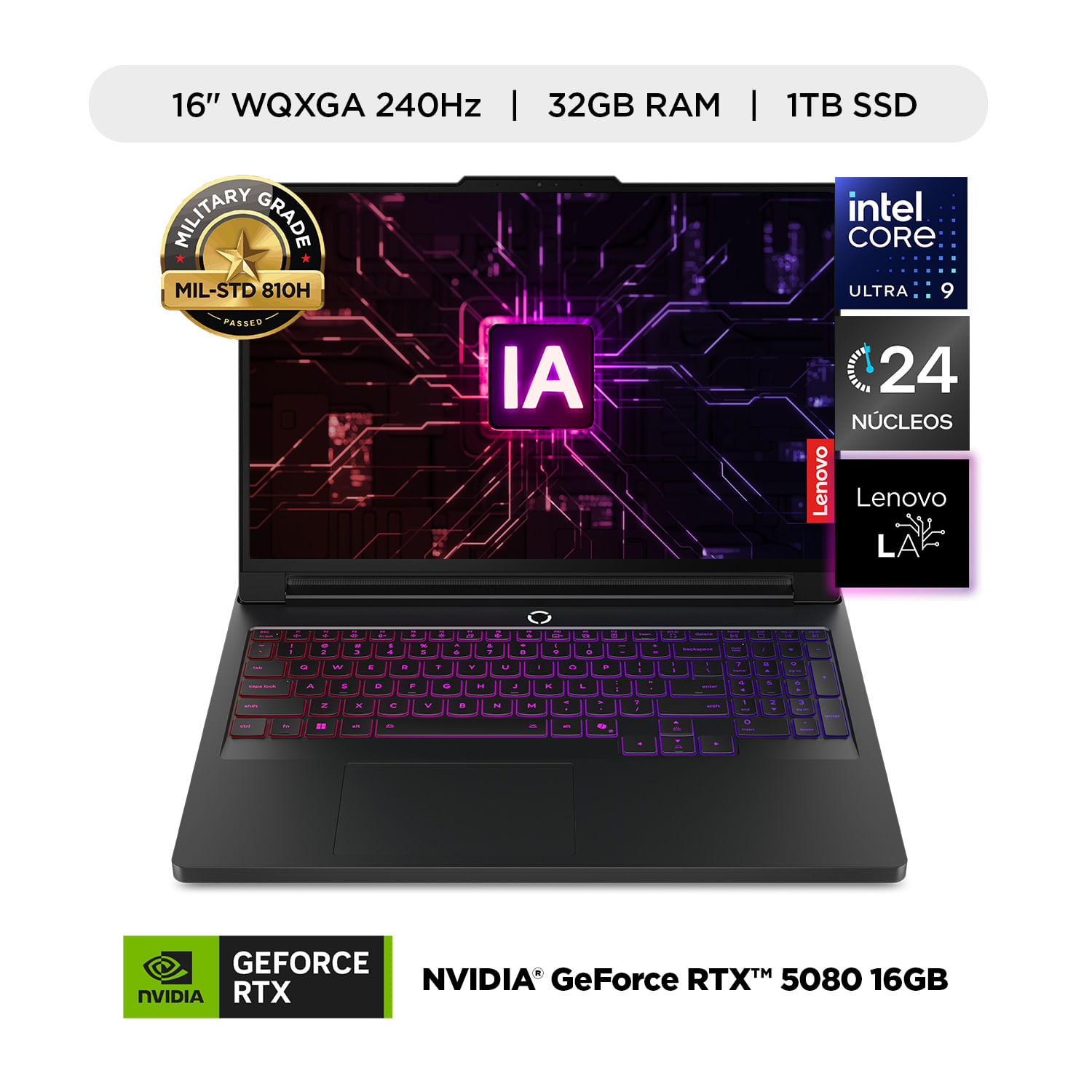 Laptop Lenovo Legion Pro 7i Intel Core Ultra 9 275HX 32GB RAM  1TB SSD  16” OLED 240 Hz Nvidia RTX 5080 16GB