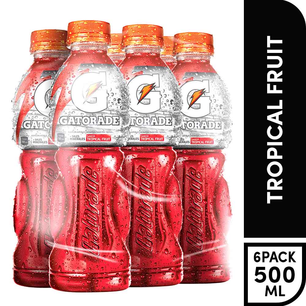 Bebida Rehidratante GATORADE Tropical Fruit Botella 500ml Paquete 6un