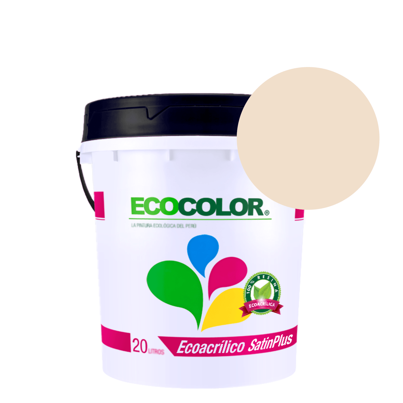 Pintura Ecológica Ecoacrílico Satin Plus 20 Lts Blanco Humo