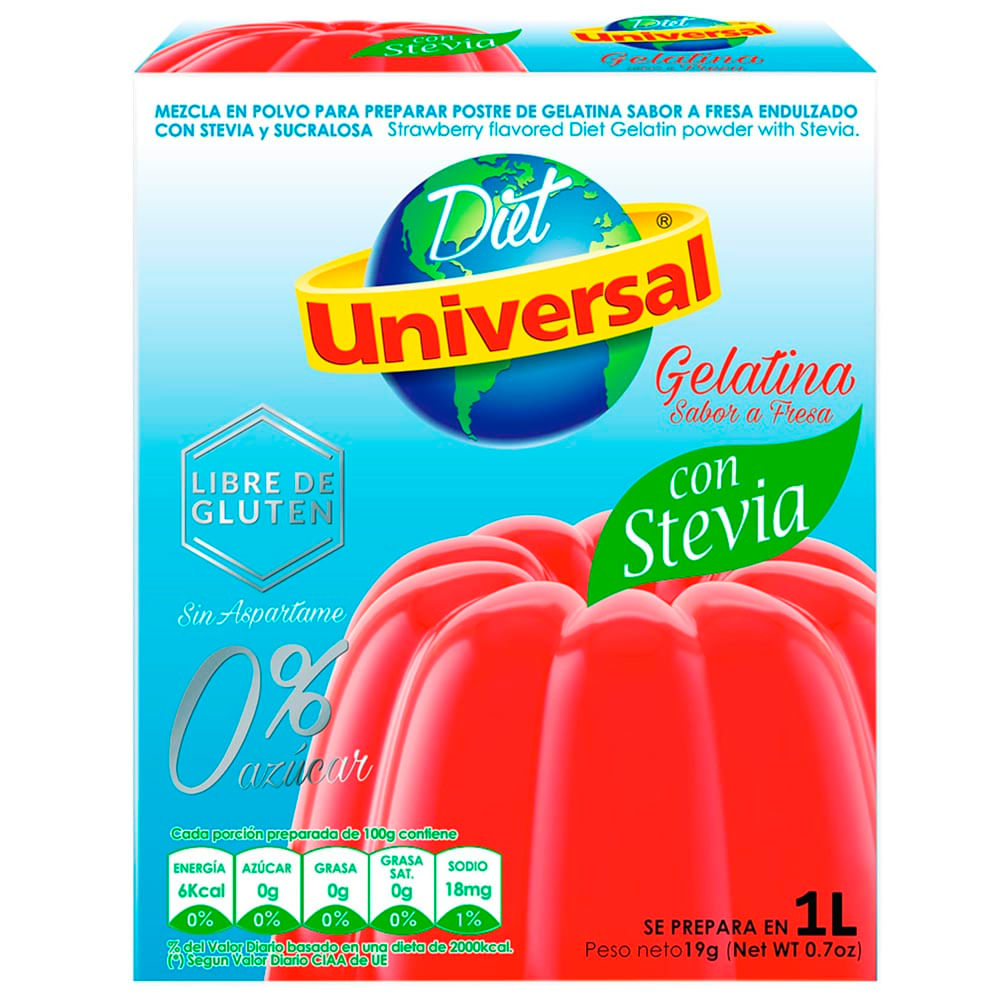 Gelatina UNIVERSAL Fresa con Stevia Bolsa 19g