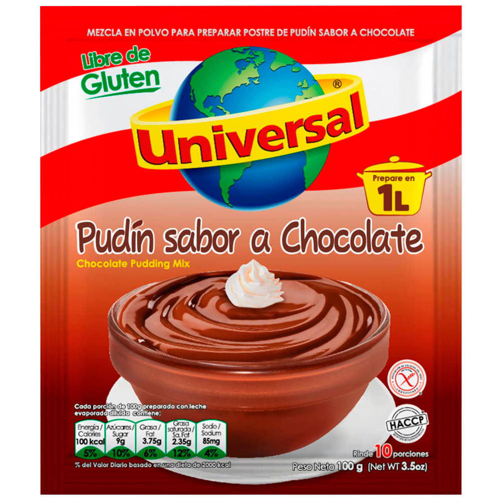 Pudín UNIVERSAL Sabor a Chocolate Bolsa 100g