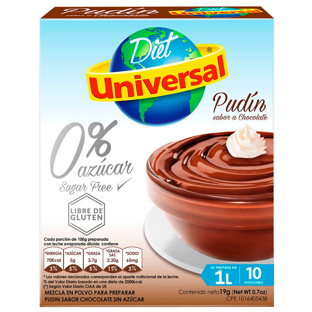 Pudín Diet UNIVERSAL Sabor a Chocolate Caja 19g