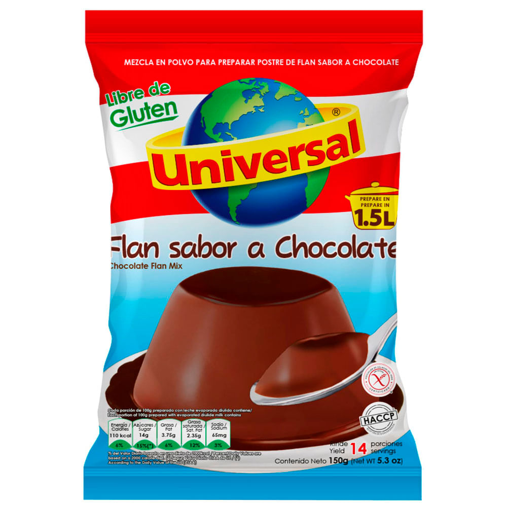 Flan UNIVERSAL Sabor a Chocolate Bolsa 150g
