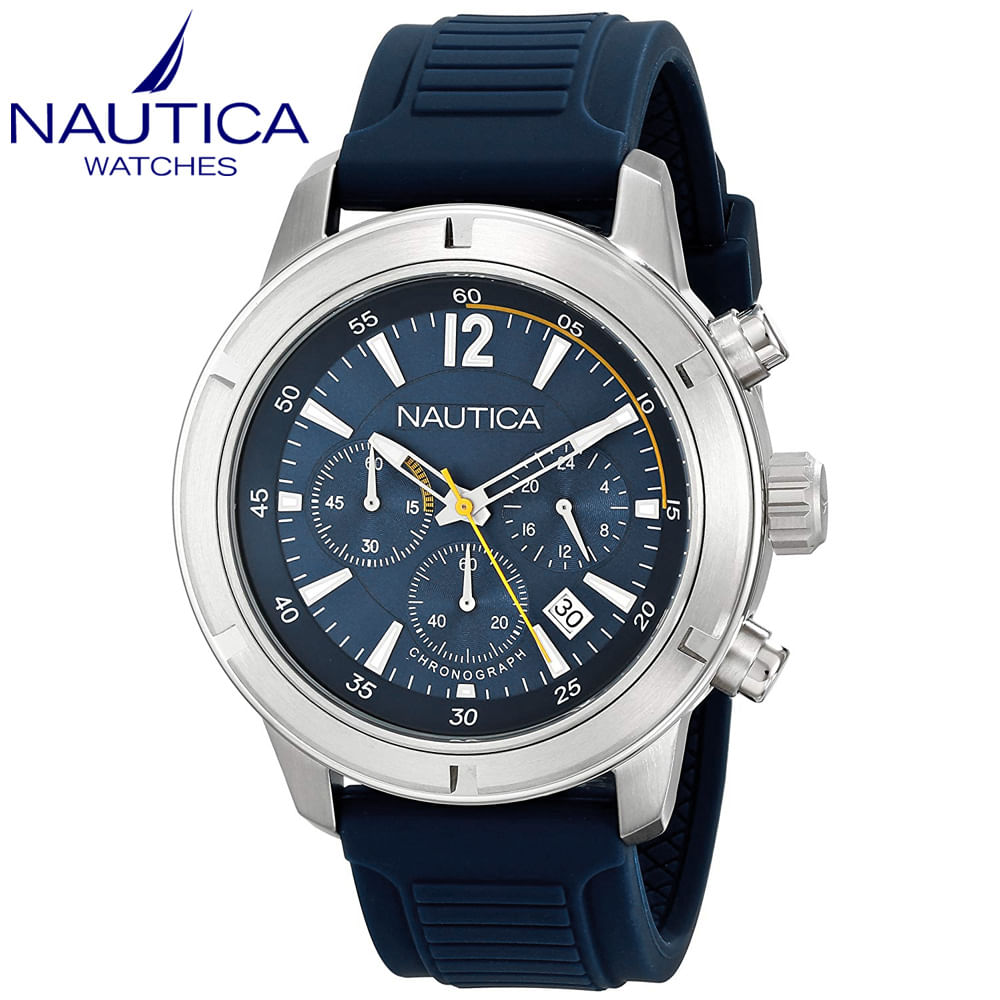 Reloj Nautica NSR 19 N17652G Acero Inoxidable Correa De Silicona Azul