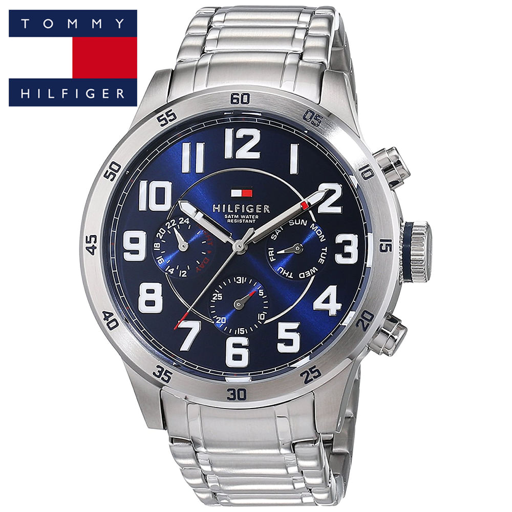 Reloj Tommy Hilfiger Trent 1791053 Multifuncional Acero Inoxidable Plateado Azul