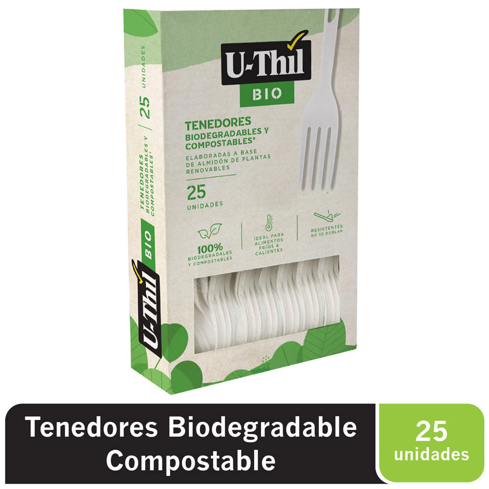 Tenedores Biodegradables UTHIL Caja 25un