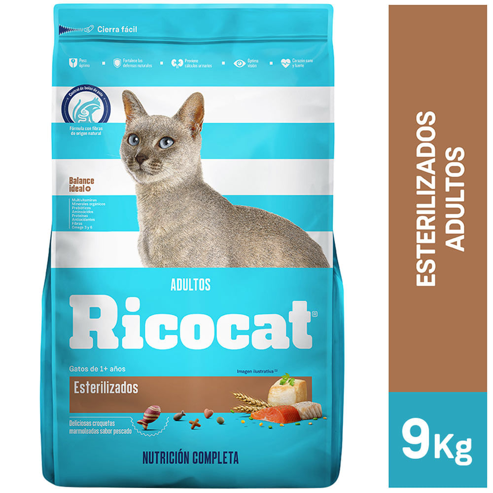 Comida para Gatos RICOCAT Adultos Esterilizados Bolsa 9Kg