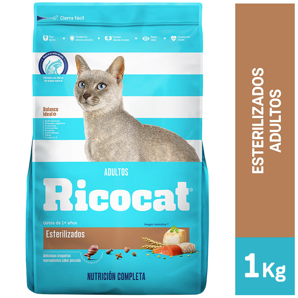 Comida para Gatos RICOCAT Adultos Esterilizados Bolsa 1Kg