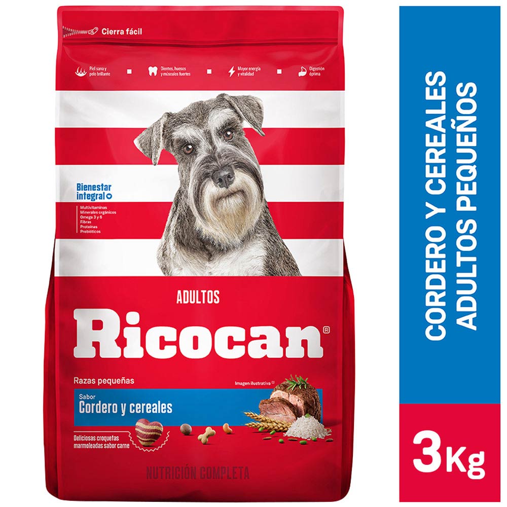 Comida para Perros RICOCAN Adultos Razas Pequeñas Cordero y Cereales Bolsa 3Kg