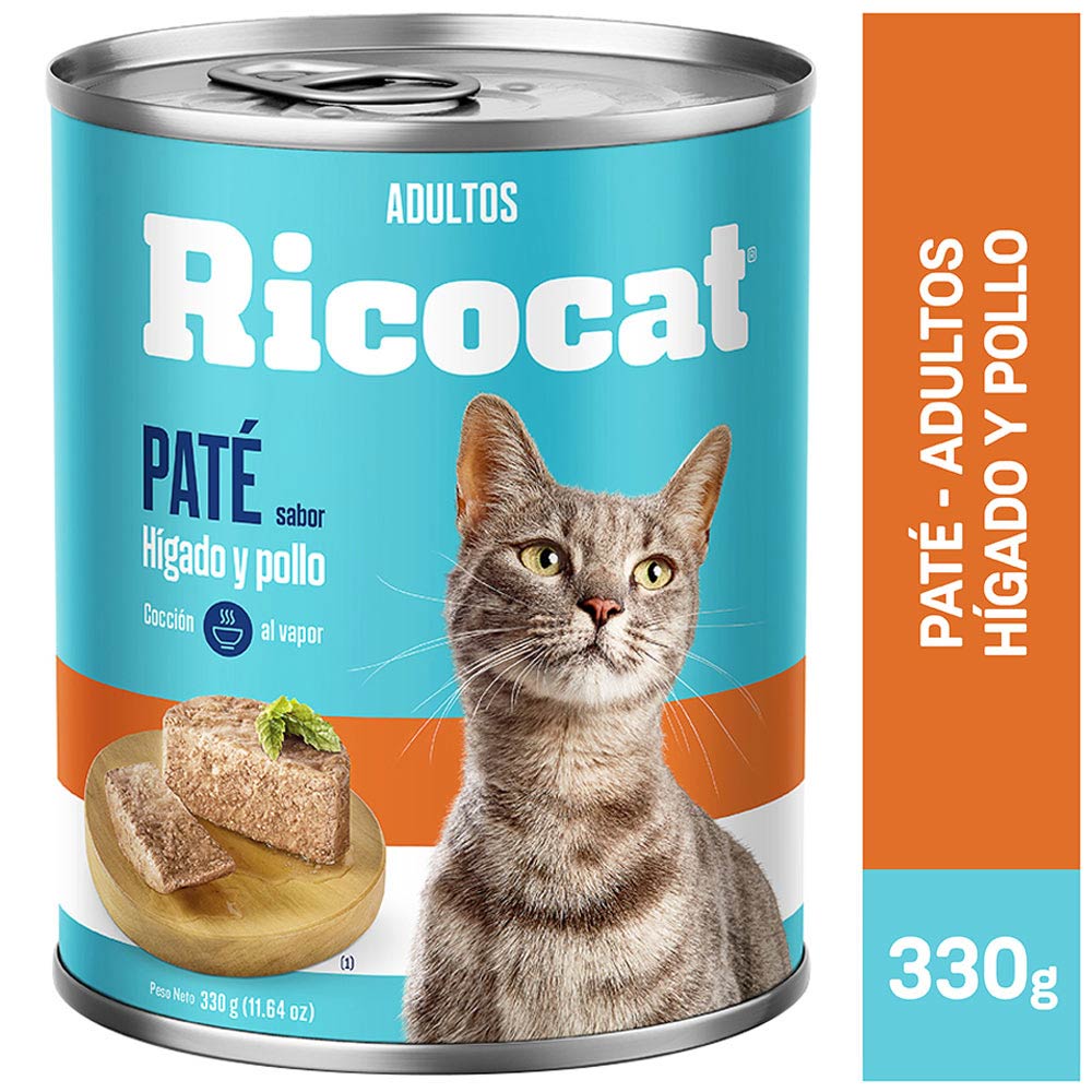 Comida para Gatos RICOCAT Adultos Paté Hígado y Pollo Lata 330g