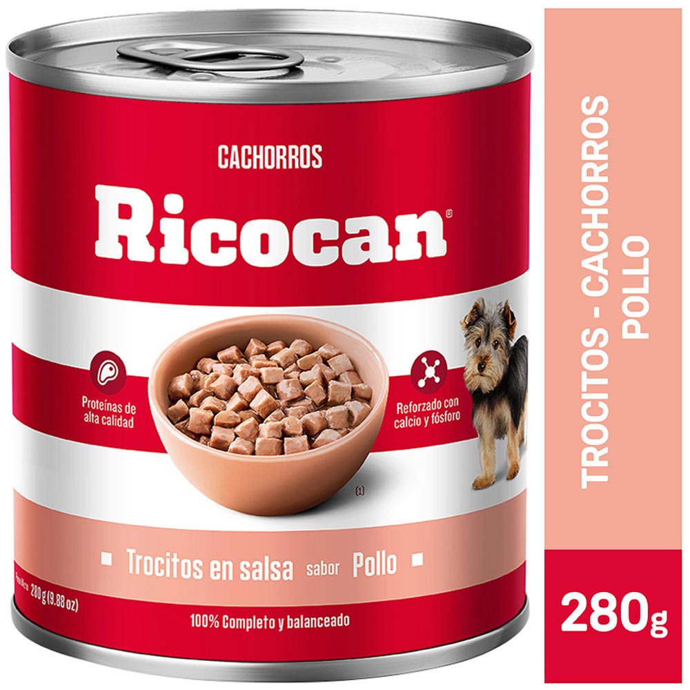 Comida para Perros RICOCAN Cachorros Pollo en Trocitos Lata 280g
