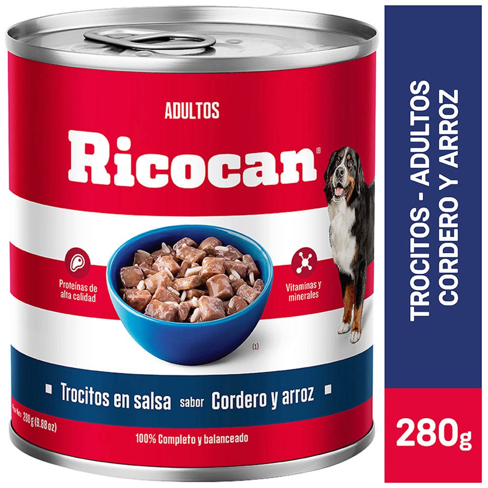 Comida para Perros RICOCAN Adultos Cordero y Arroz Lata 280g