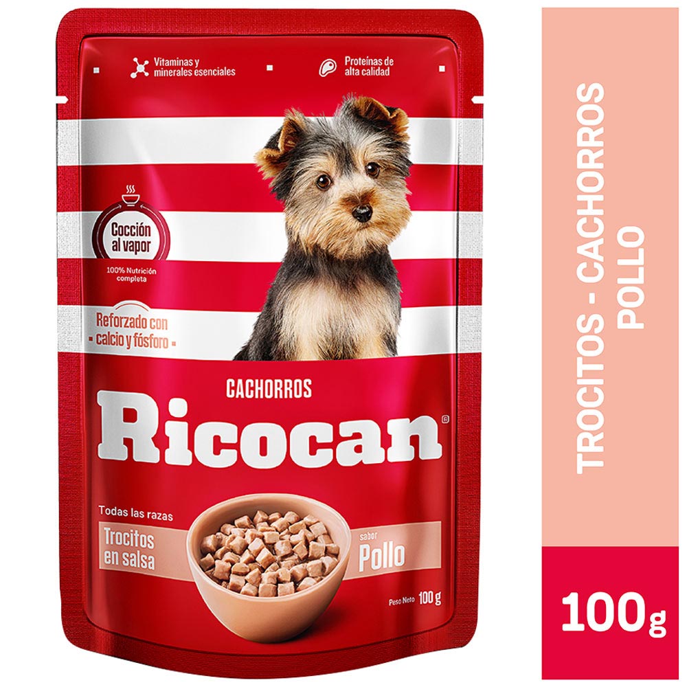Comida para Perros RICOCAN Trocitos Cachorros Pollo Pouch 100 g