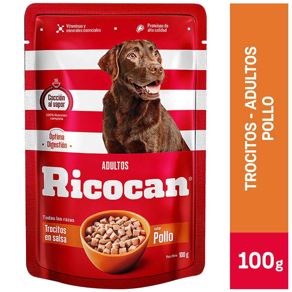 Comida para Perros RICOCAN Trocitos Adultos  Pollo Pouch 100 g