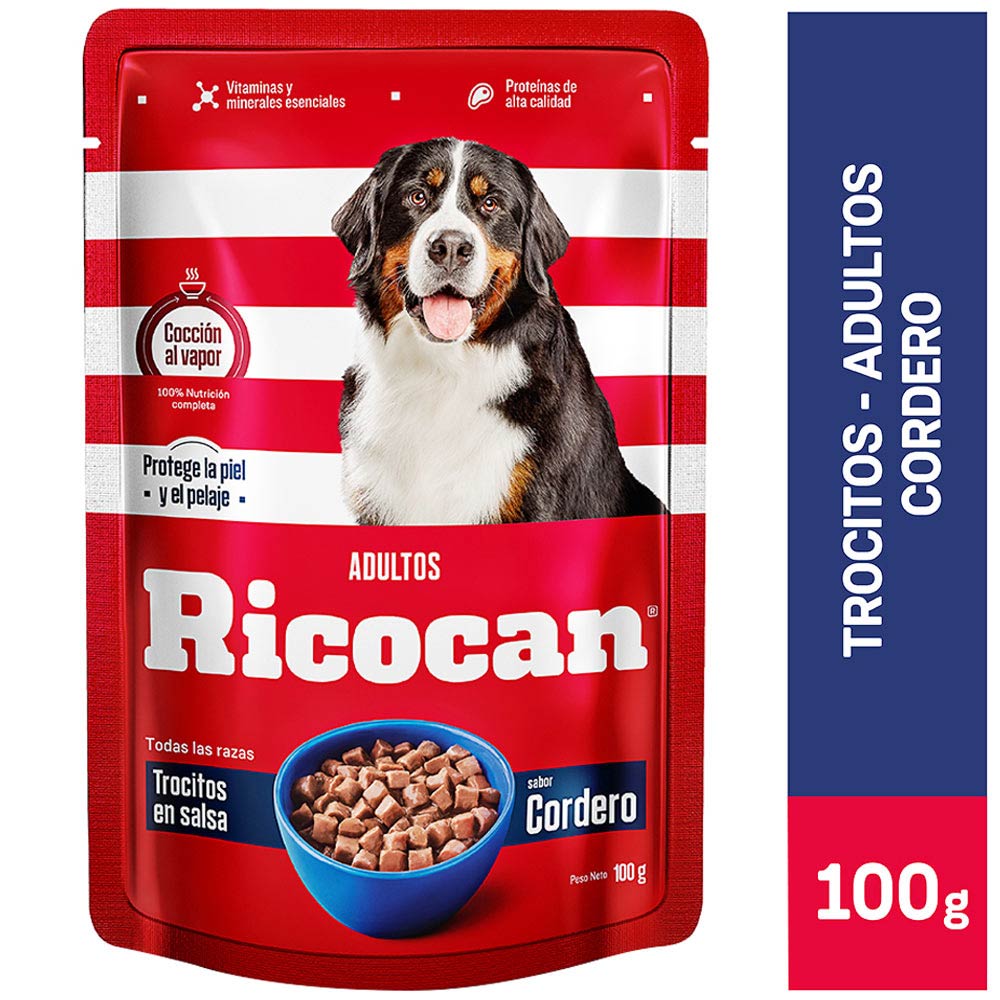 Comida para Perros RICOCAN Trocitos Adultos Cordero Pouch 100g