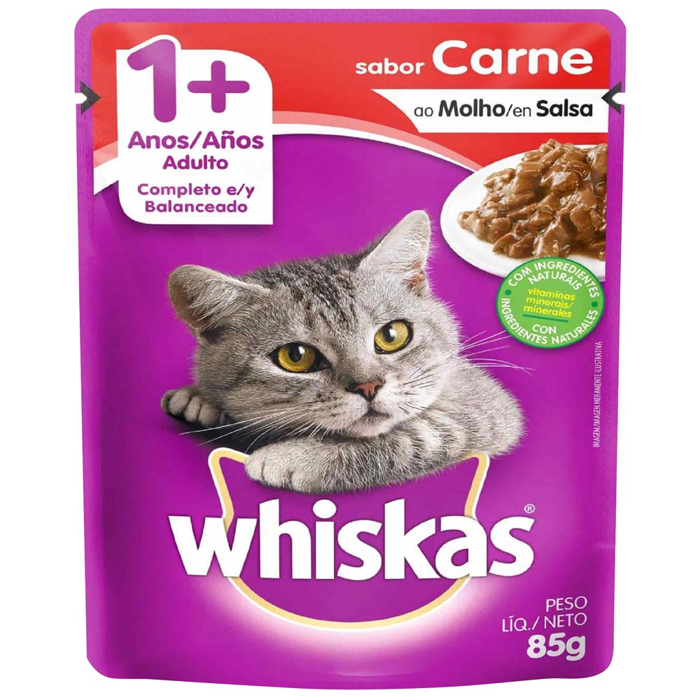 Alimento para Gato Adulto WHISKAS Pouch de Carne Paquete 85g