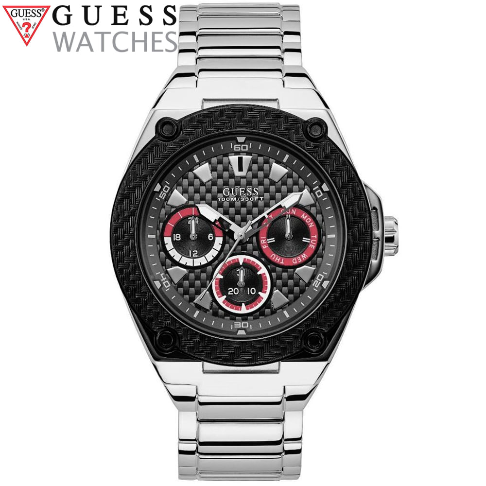 Reloj Guess Legacy W1305G1 U1305G1 Multifuncional Acero Inoxidable Plateado Negro