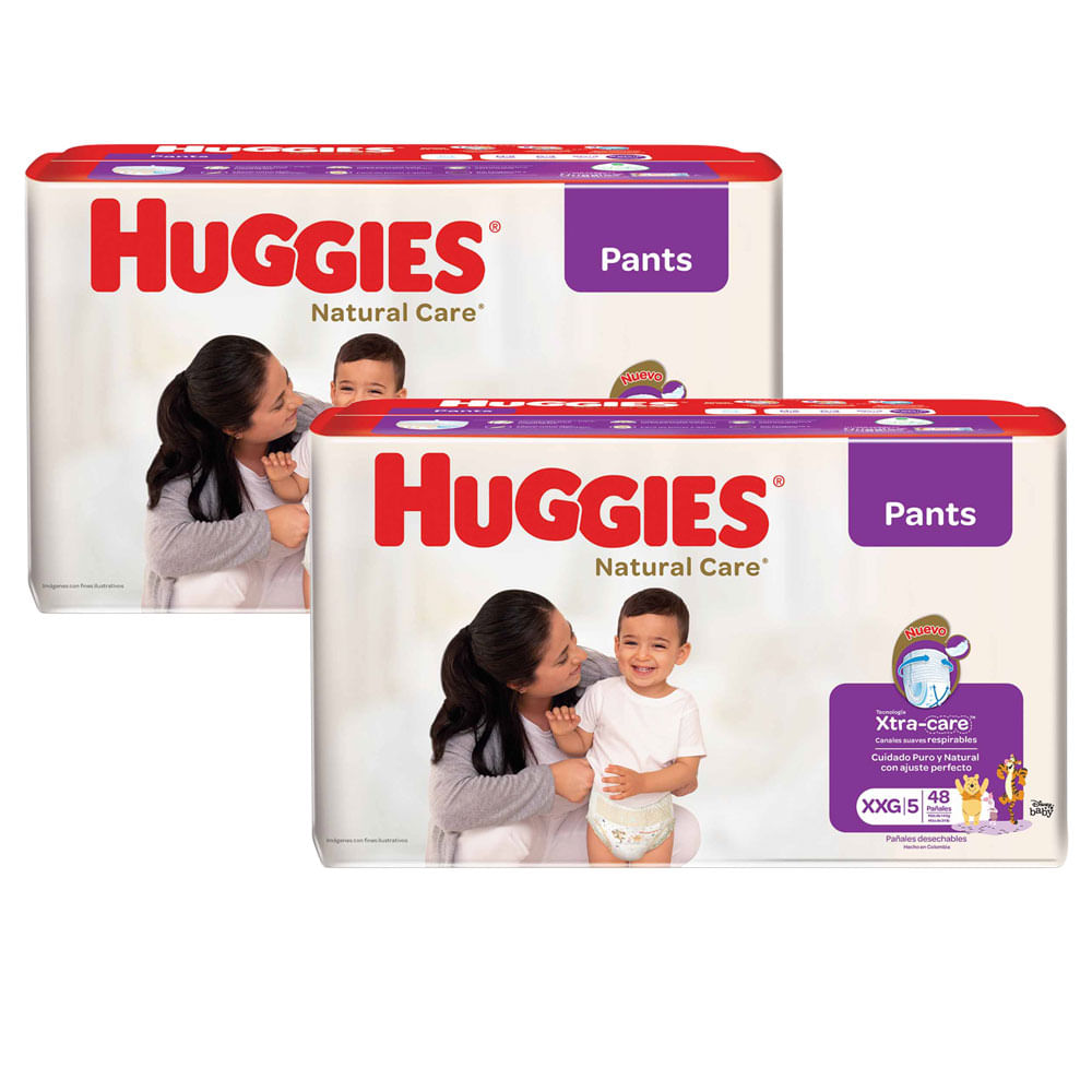 Pack Pañales para Bebé HUGGIES Natural Care Pants Talla XXG Paquete 48un x 2un