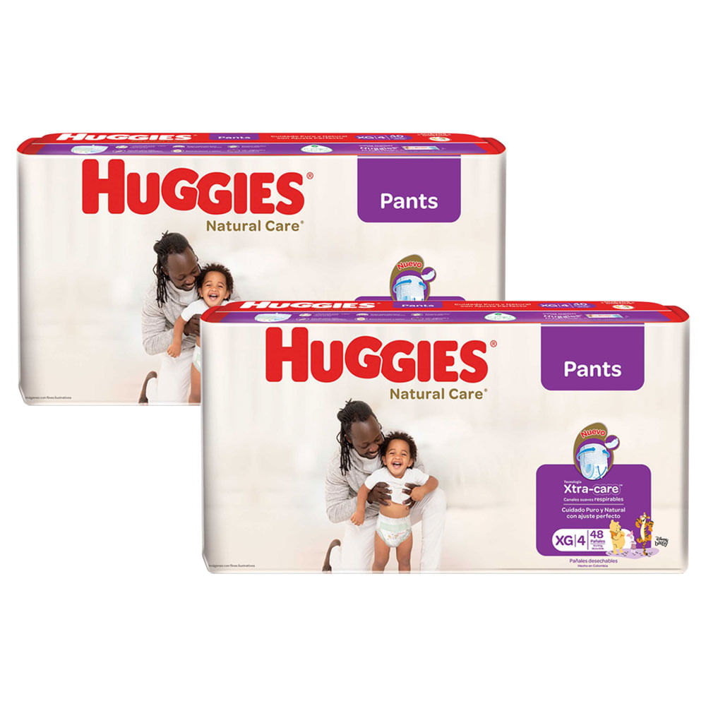Pack Pañales para Bebé HUGGIES Natural Care Pants Talla XG Paquete 48un x 2un