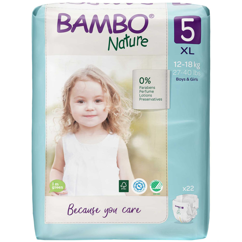 Pañales para Bebé BAMBO NATURE Talla XG Paquete 22un