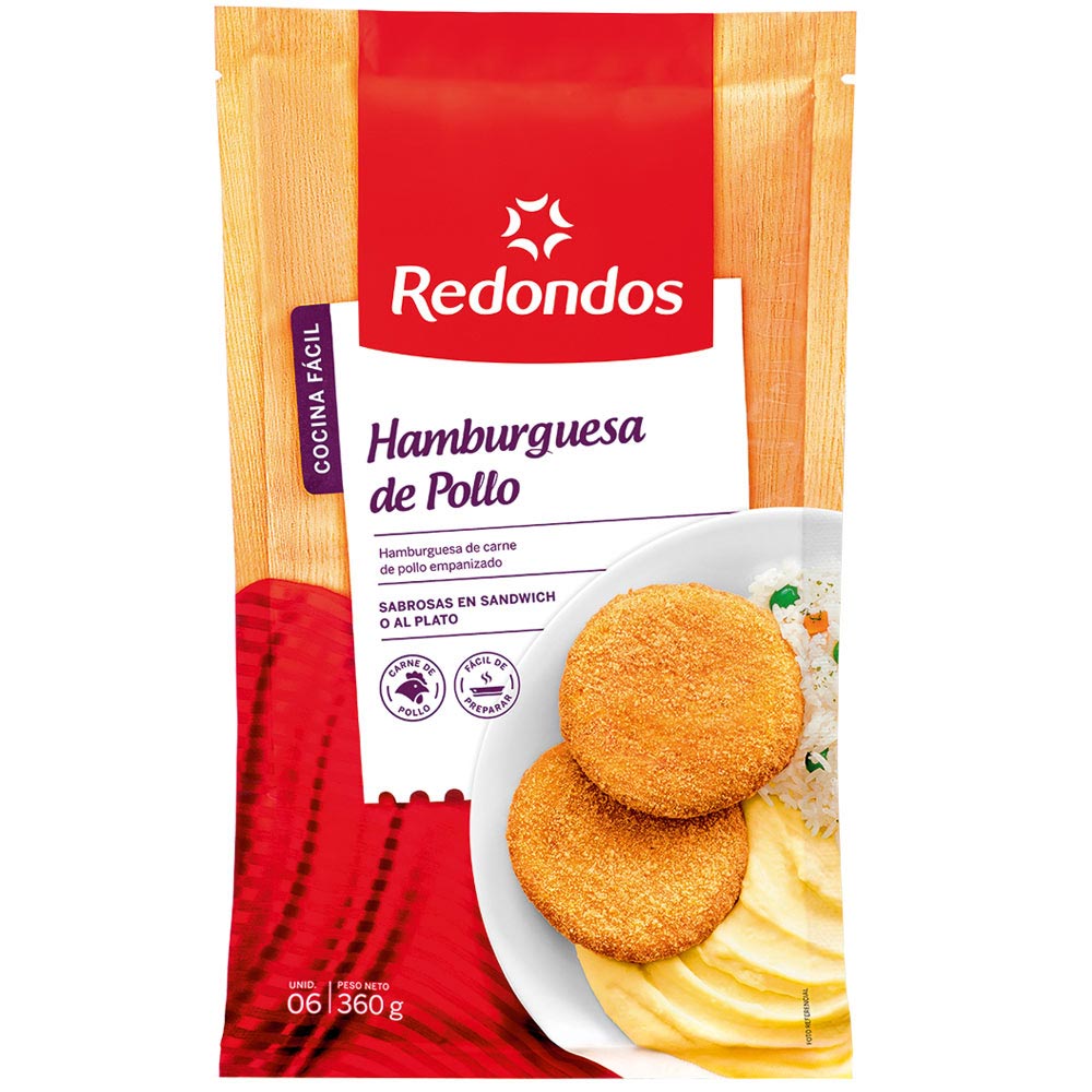 Hamburguesa de Pollo REDONDOS Bolsa 360g