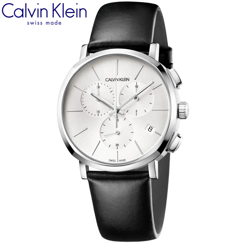 Reloj Calvin Klein Posh K8Q371C6 Suizo Fecha Cronómetro Correa De Cuero Negro