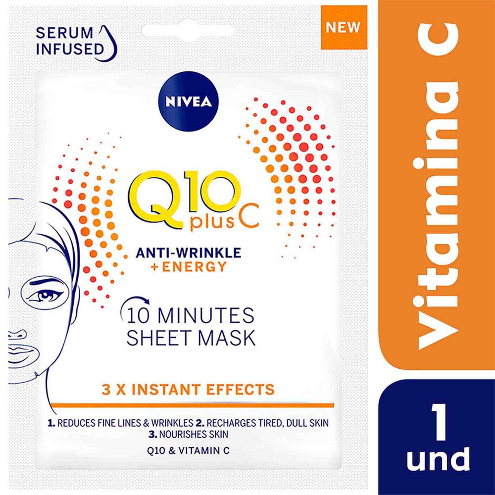 Mascarilla Facial Shot Energizante NIVEA Q10 + Vitamina C - Sobre 1un