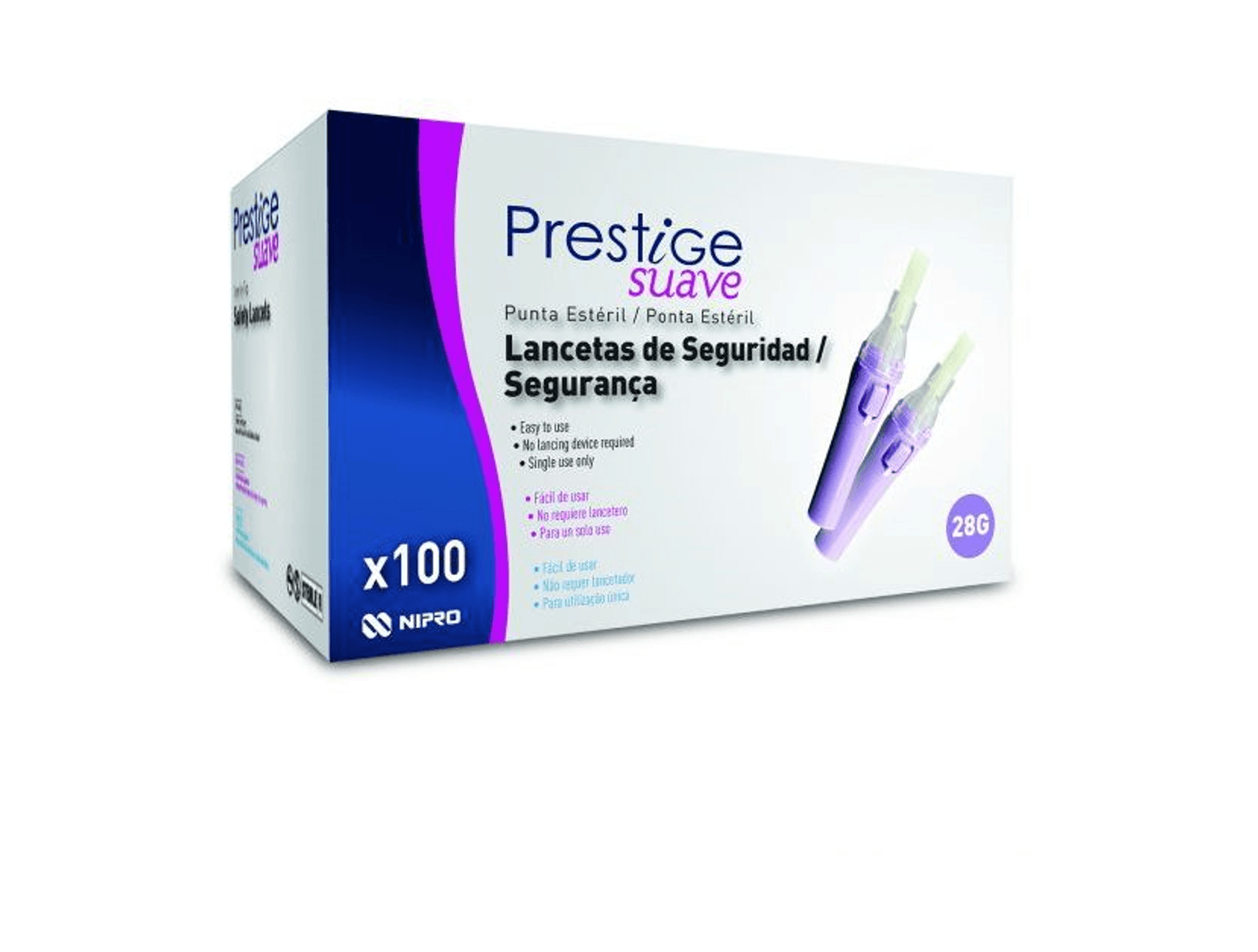 Lancetas Prestige Suave De Seguridad x100 Unid