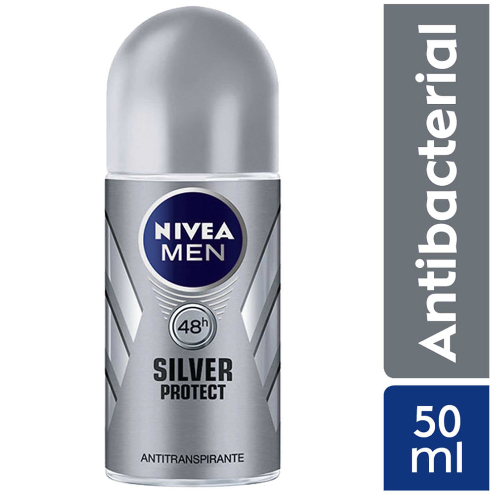 Desodorante para hombre Roll On NIVEA Silver Protect Male - Frasco 50ml