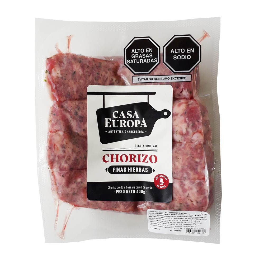 Chorizo Finas Hierbas CASA EUROPA Empaque 400g