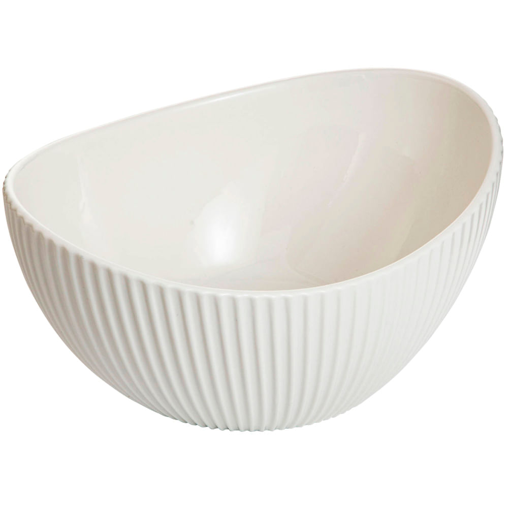 Bowl de Porcelana VIVA HOME Blanco Rayas M