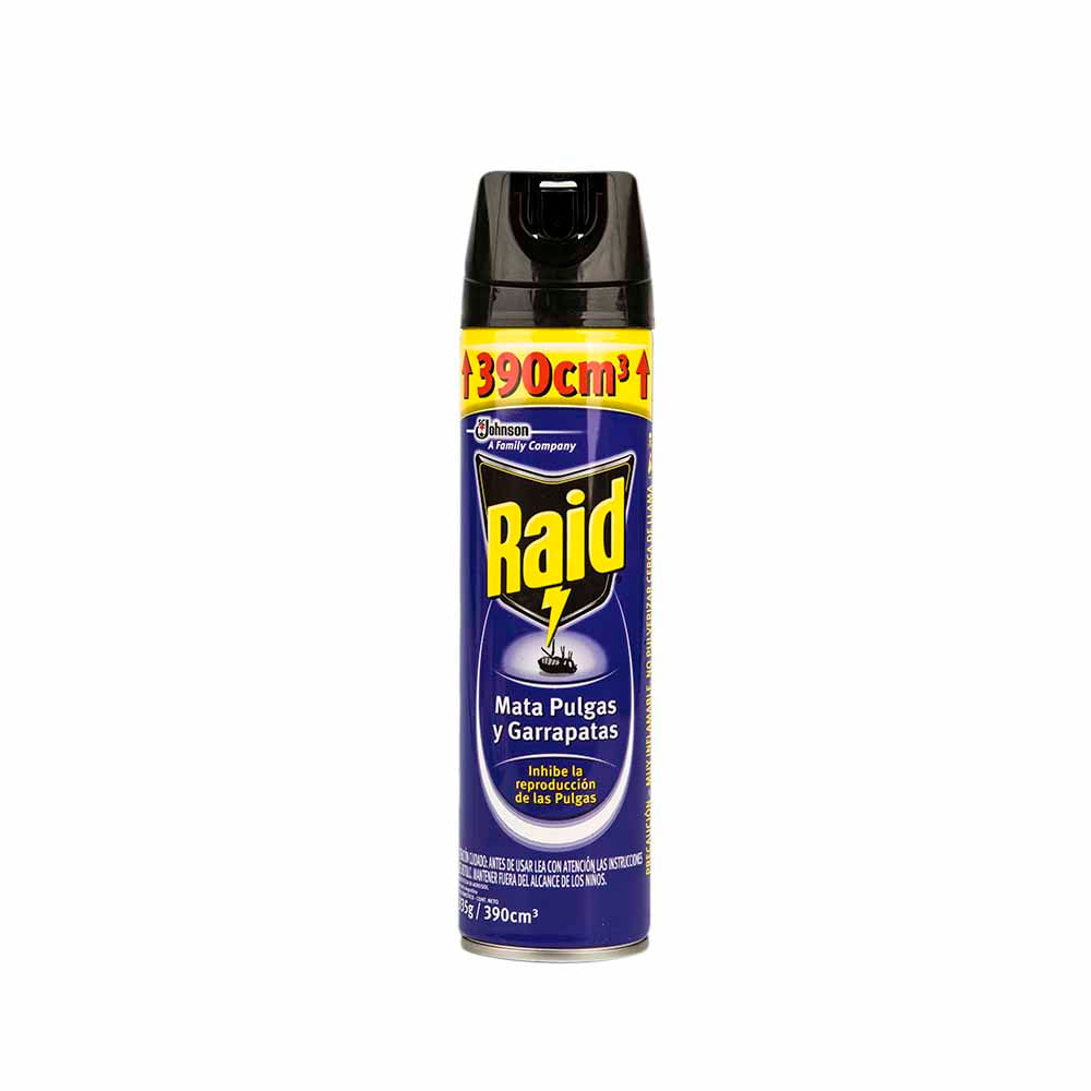Insecticida en Spray RAID Morado Mata Pulgas Botella 390ml