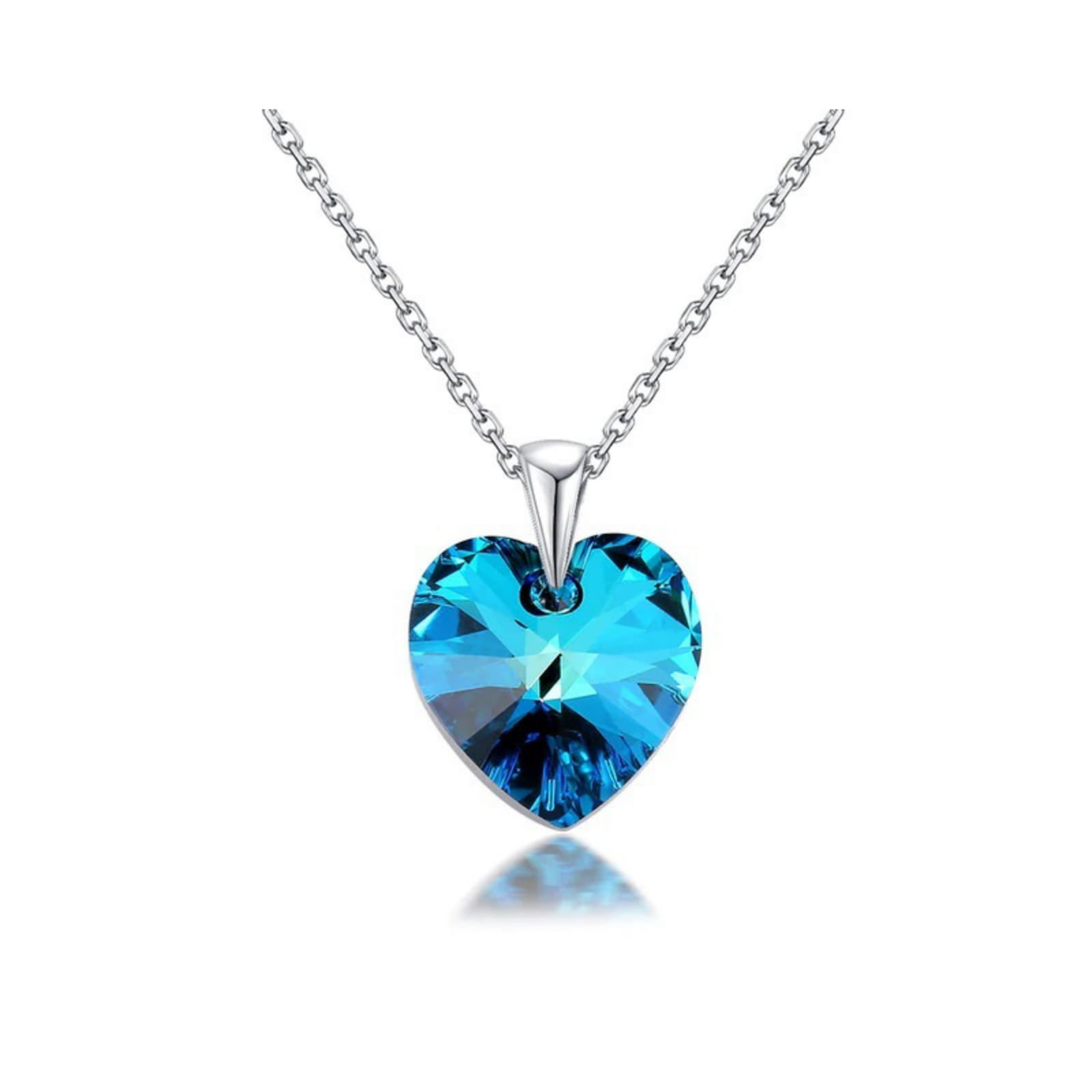 Collar Plateado para Mujer con dije de Cristal Swarovski Corazón - Azul