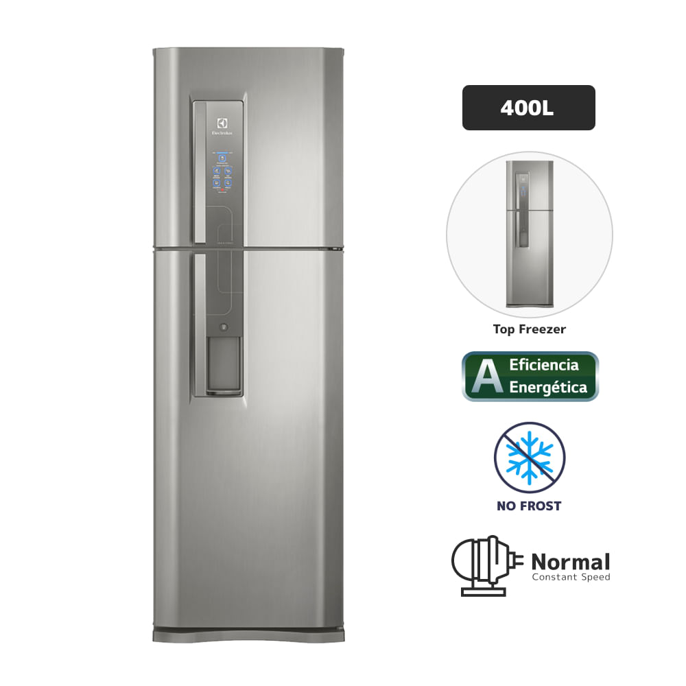 Refrigeradora ELECTROLUX 400L No Frost DW44S Inox