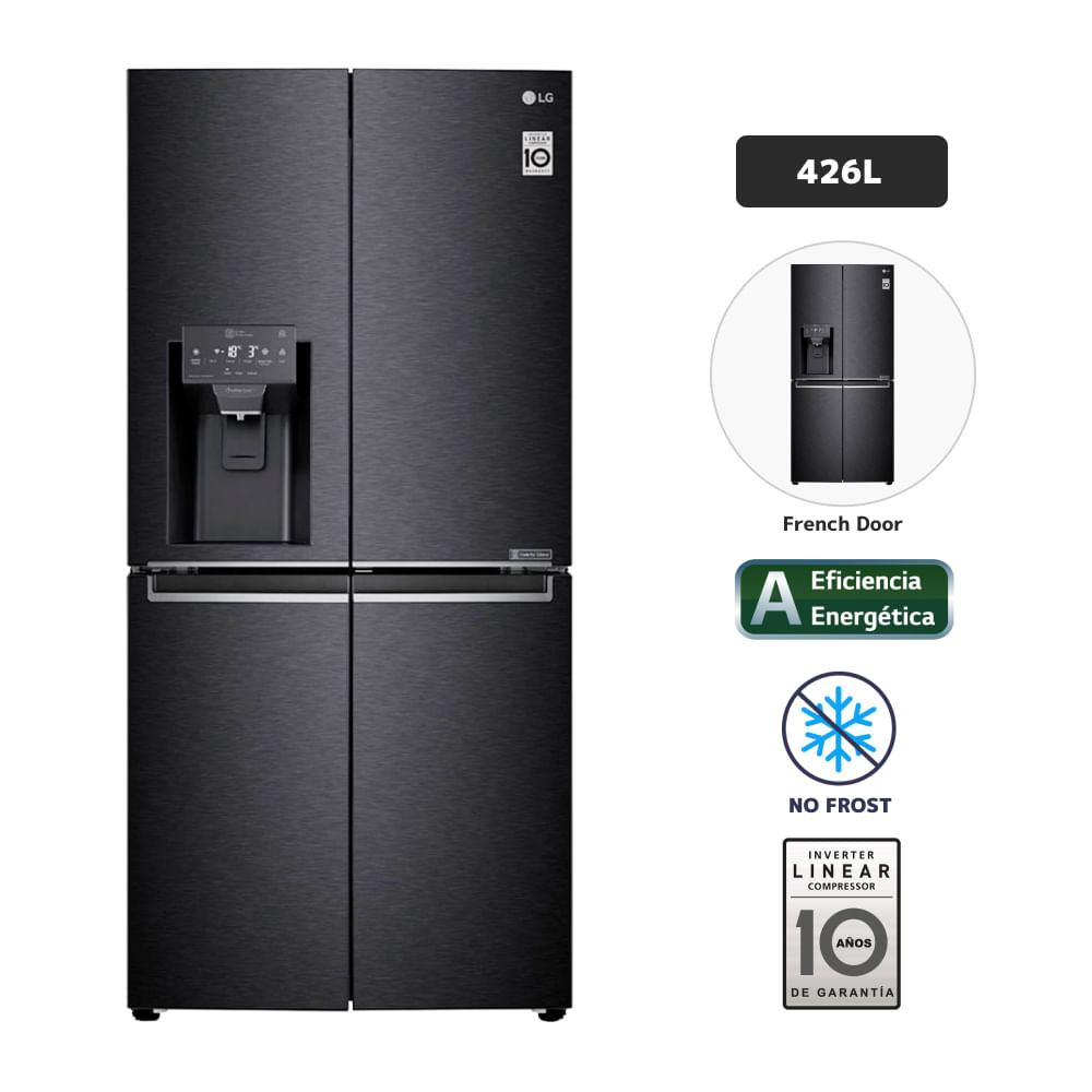 Refrigeradora LG 426L No Frost LM57SDT Negro Mate