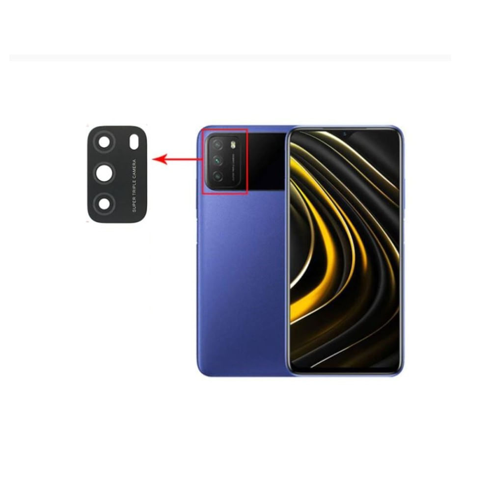 Mica Vidrio con Borde Negro para Cámara Xiaomi Poco M3 + Regalo