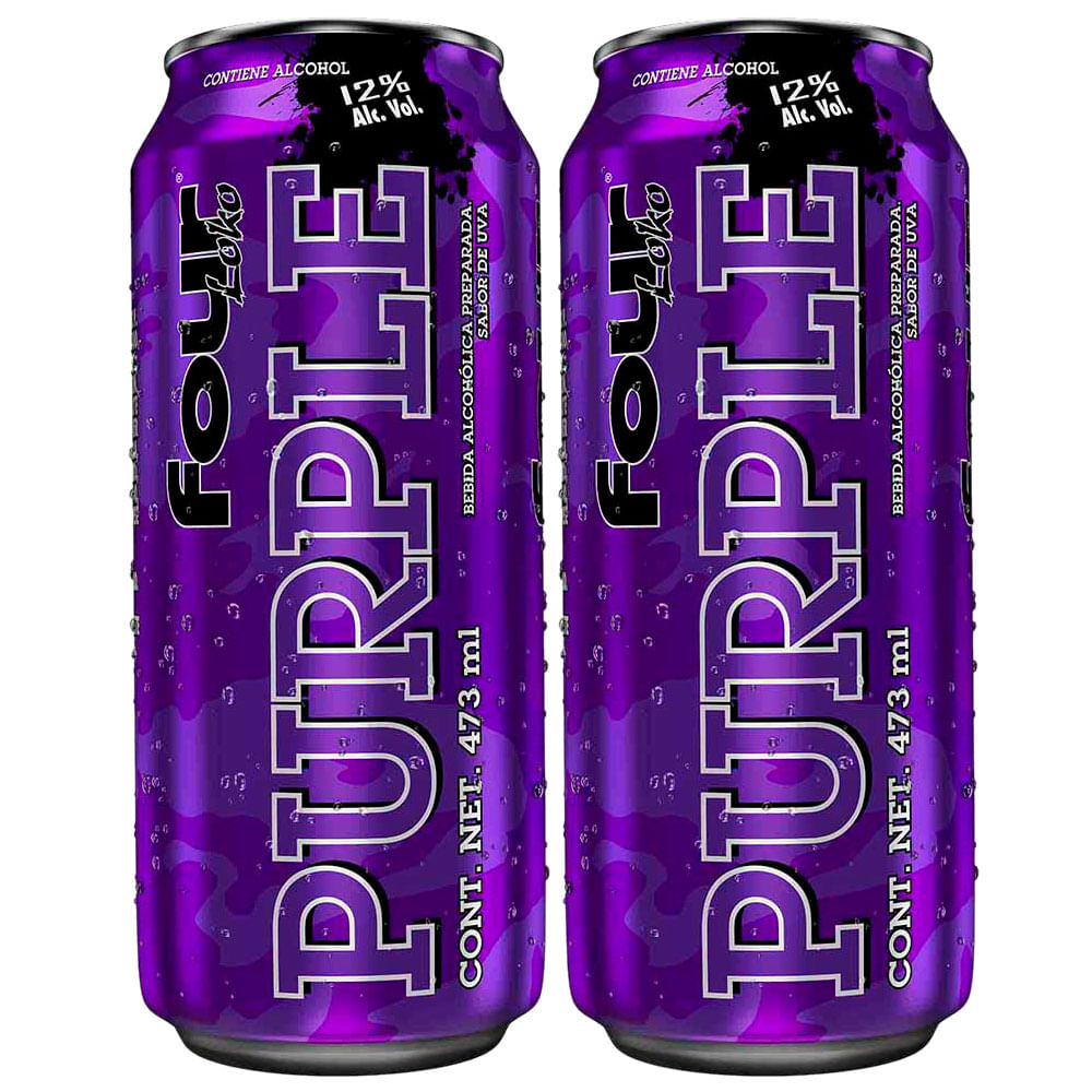 Pack Bebida Alcohólica Preparada FOUR LOKO Purple Lata 473ml x2un