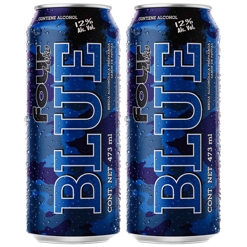 Pack Bebida Alcohólica Preparada FOUR LOKO Blue Lata 473ml x2un